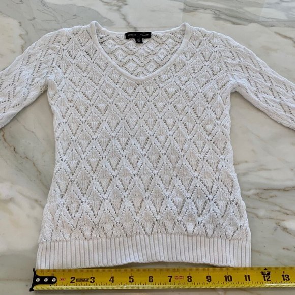 AUDREY TALBOTT WHITE V-NECK KNIT SOFT SWEATER XS - Picture 12 of 15
